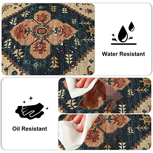 Lahome Thin Vintage Kitchen Rug Set Of 2, Persian Washable Kitchen Runner Oriental Waterproof Standing Mat Oil Resistant Non-Slip Rug For Kitchen Floor, 20X30+20X59 #TOP1