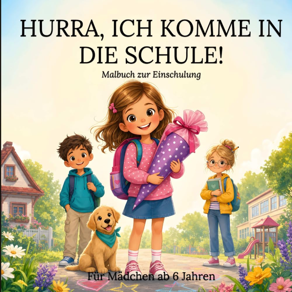 Hurra, ich komme in die Schule!: Das große Malbuch zur Einschulung für Mädchen ab 6 Jahren