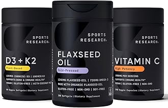 Multivitamins Pack - Flaxseed Oil + Vitamin D3 K2 5000iu + Vitamin C 1000mg