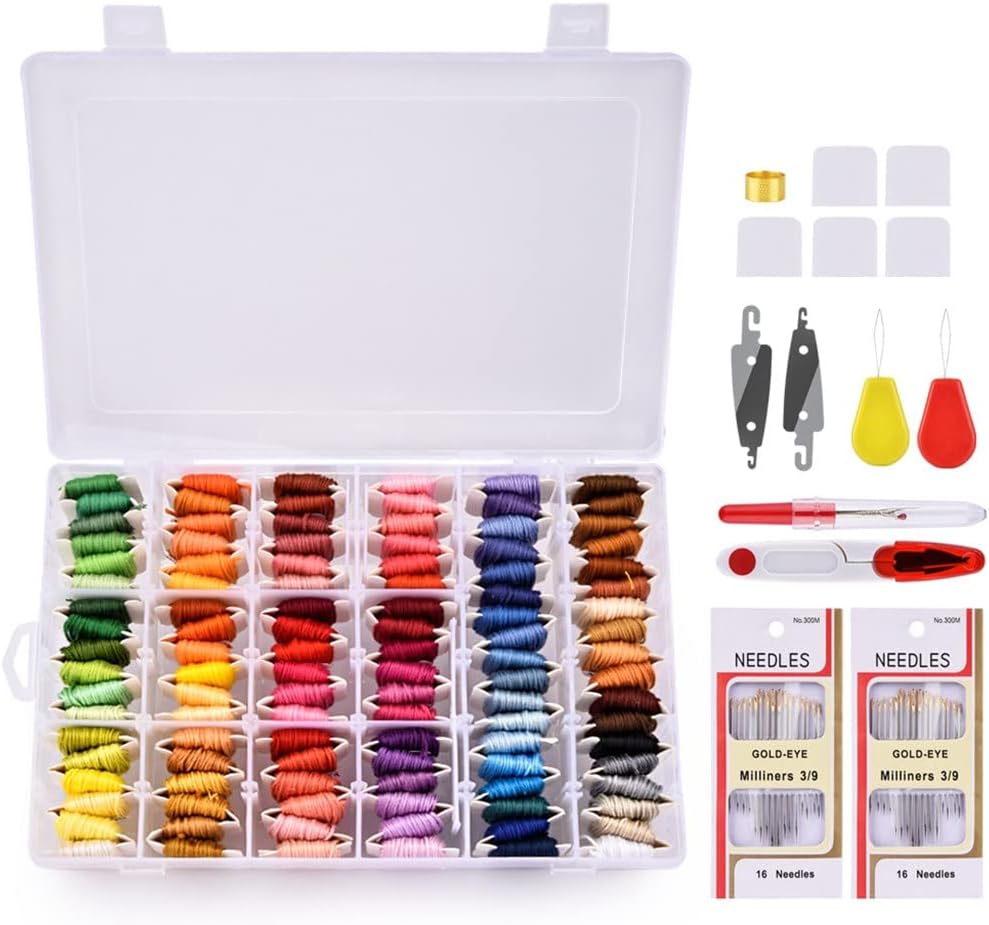 A1DFDFGOQSFG 108 Colors/Set Cross Stitch Embroidery Thread Felting Needles Accessories Tool Handmade Sewing DIY Knitting Needles (Color : 147PCS Size : One Size)