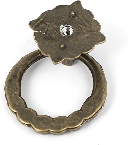 Miniatura 2 de uxcell Anillo de manija de metal estilo vintage para puerta de cajón, tono bronce, 5 unidades