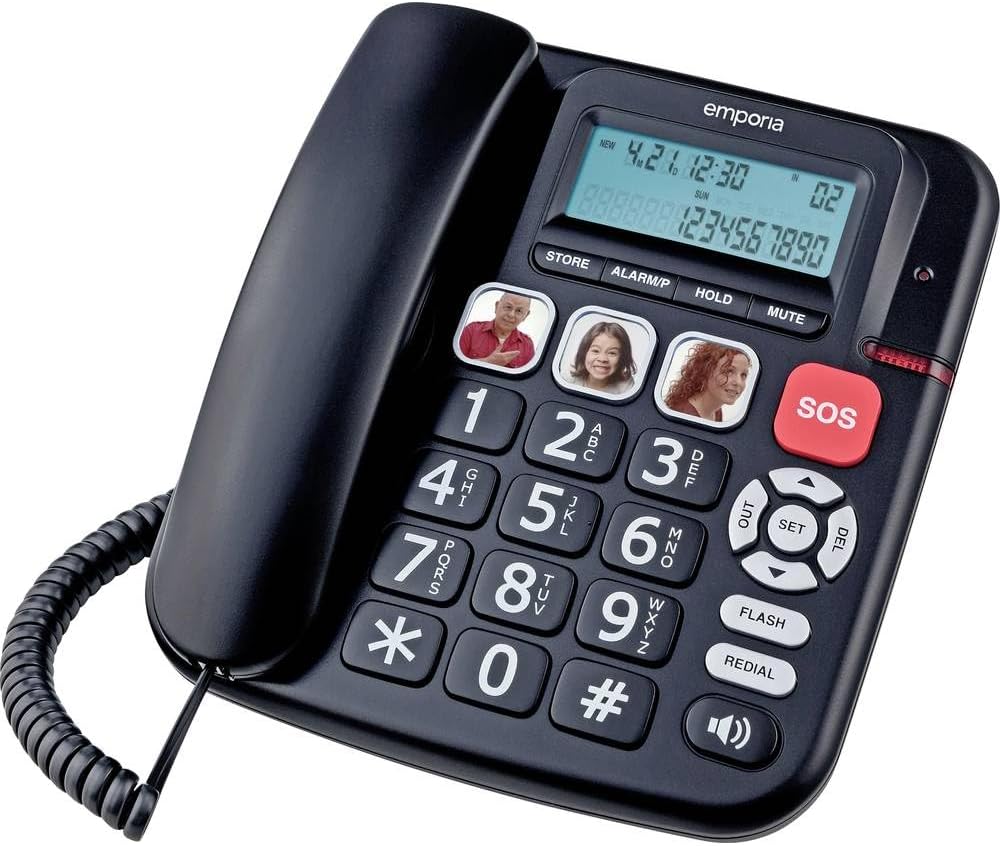 Emporia KFT20 Analog Telephone with large buttons and three photo speed dial keys