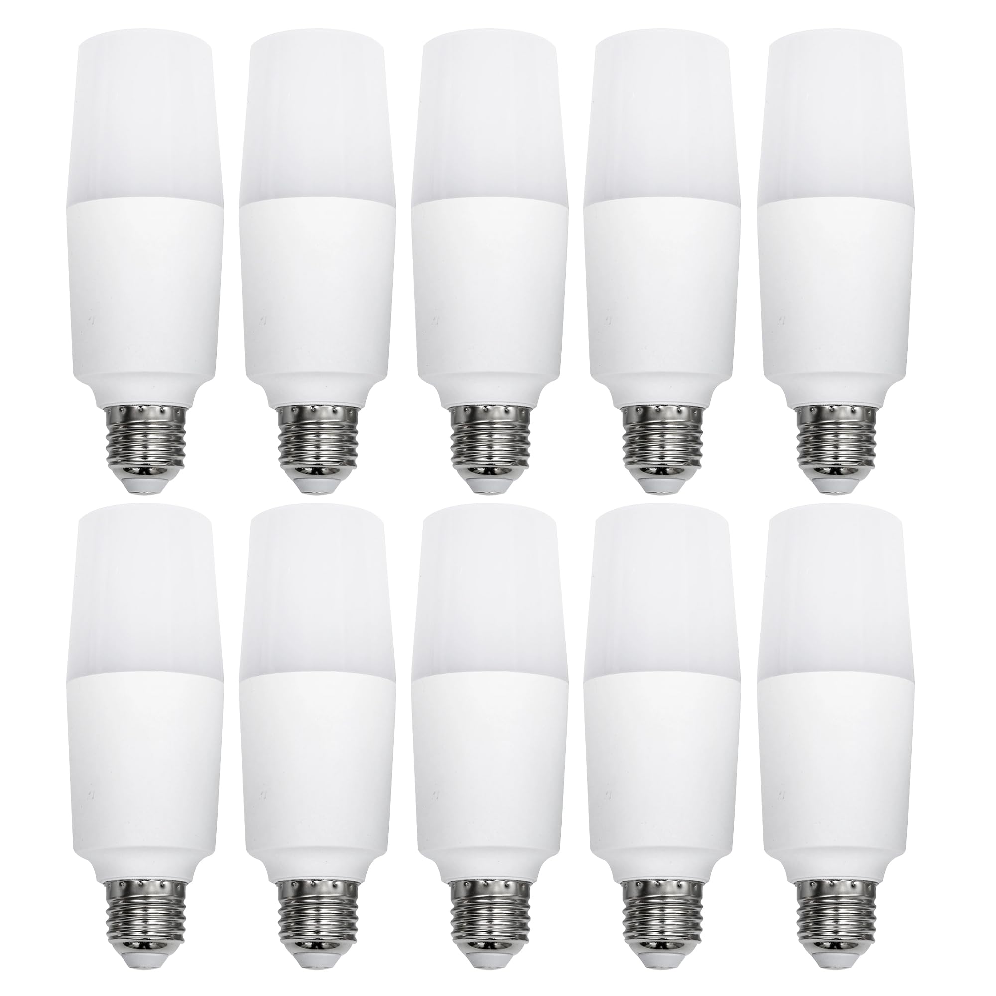 DC VOLTAGE 20W T37 Bright White LED Light Bulb Cylindrical Corn Bulb E27 Screw Base Candle Bulbs AC220V LED Daylight White 6500K Ultra Bright, Non Dimmable, Pack of 10