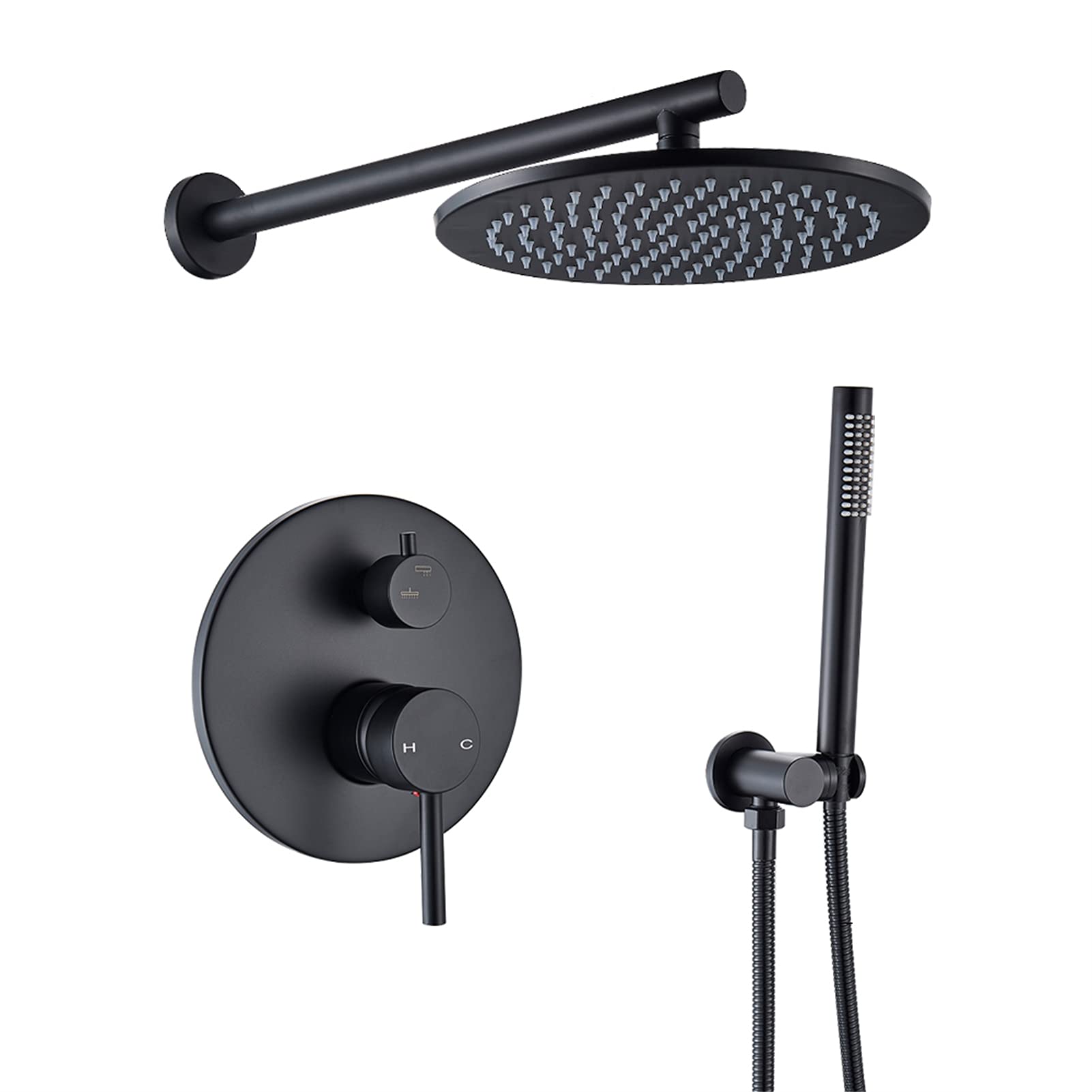 Système de douche noir mat complet avec mitigeur de salle de bain encastré