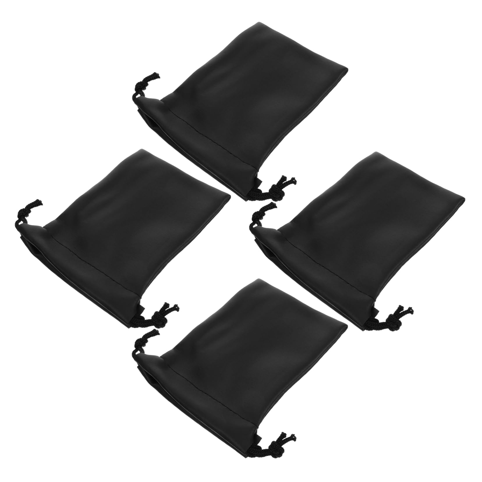 Vaguelly 4pcs PU Microphone Bag with Drawstring Closure Durable Mic Carrying Pouch for Storage Protects Against Dirt Debris for Recording Outdoor Use
