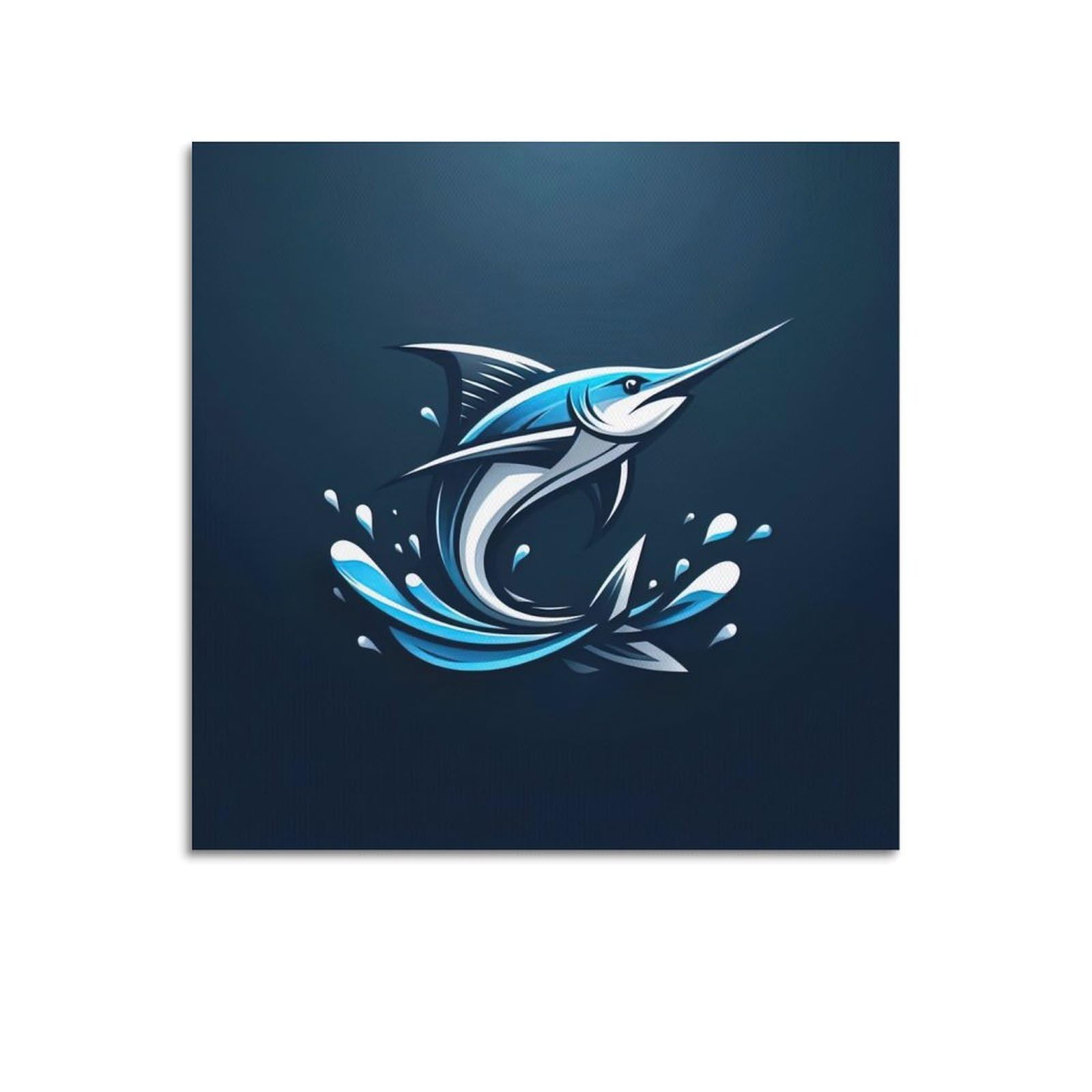 JTLFXY Animal Poster The Blue Fish Poster Decorative Painting Canvas Wall Posters And Art Picture Print Modern Family Bedroom Decor Posters 12x12inch(30x30cm)