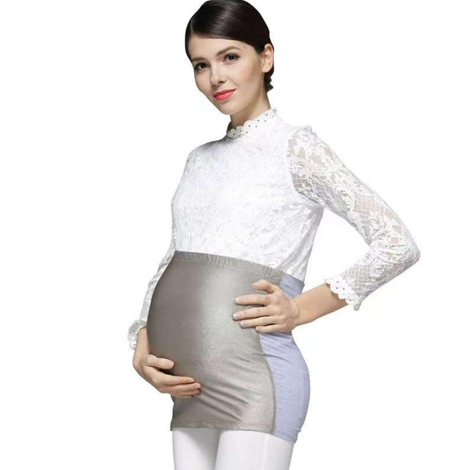 TQPGJJL EMF Anti-Radiation Clothes,Radiation Protection Belly Band 5G Anti-Radiation Pregnancy Clothes, 100% Silver Fiber Cotton Material w/Adjustable Waistband Beige(XXL)