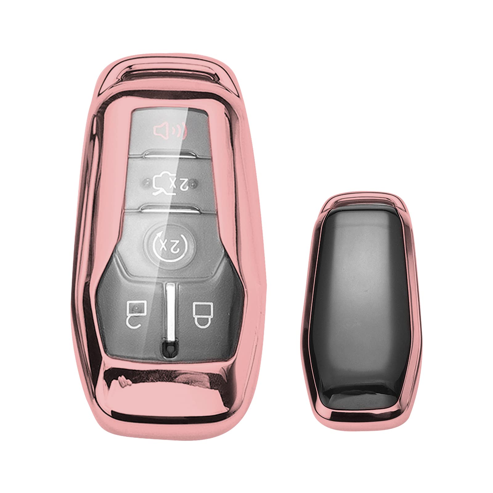 Xotic Tech Rose Gold TPU Key Fob Shell Full Cover Case, Compatible with Ford Fusion Mustang F-150 F150 Raptor F250 F-Series Edge Explorer Expedition or Lincoln MKZ MKS MKX MKC Smart Keyless Entry Key