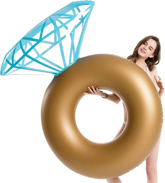 Jasonwell Inflatable Diamond Ring Pool Float - Engagement Ring Bachelorette Party Float and