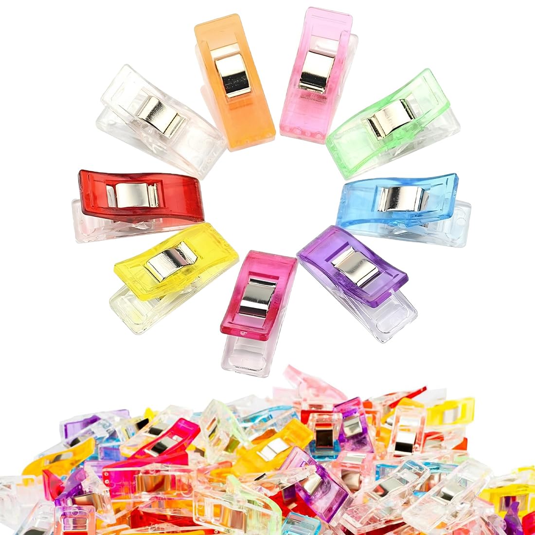 Clip Cucito Multiuso 50 Pezzi, Plastica Trasparente Pinze Per Quilting e Ricamo, Morsetti Fai Da Te In Tessuto per Cucire