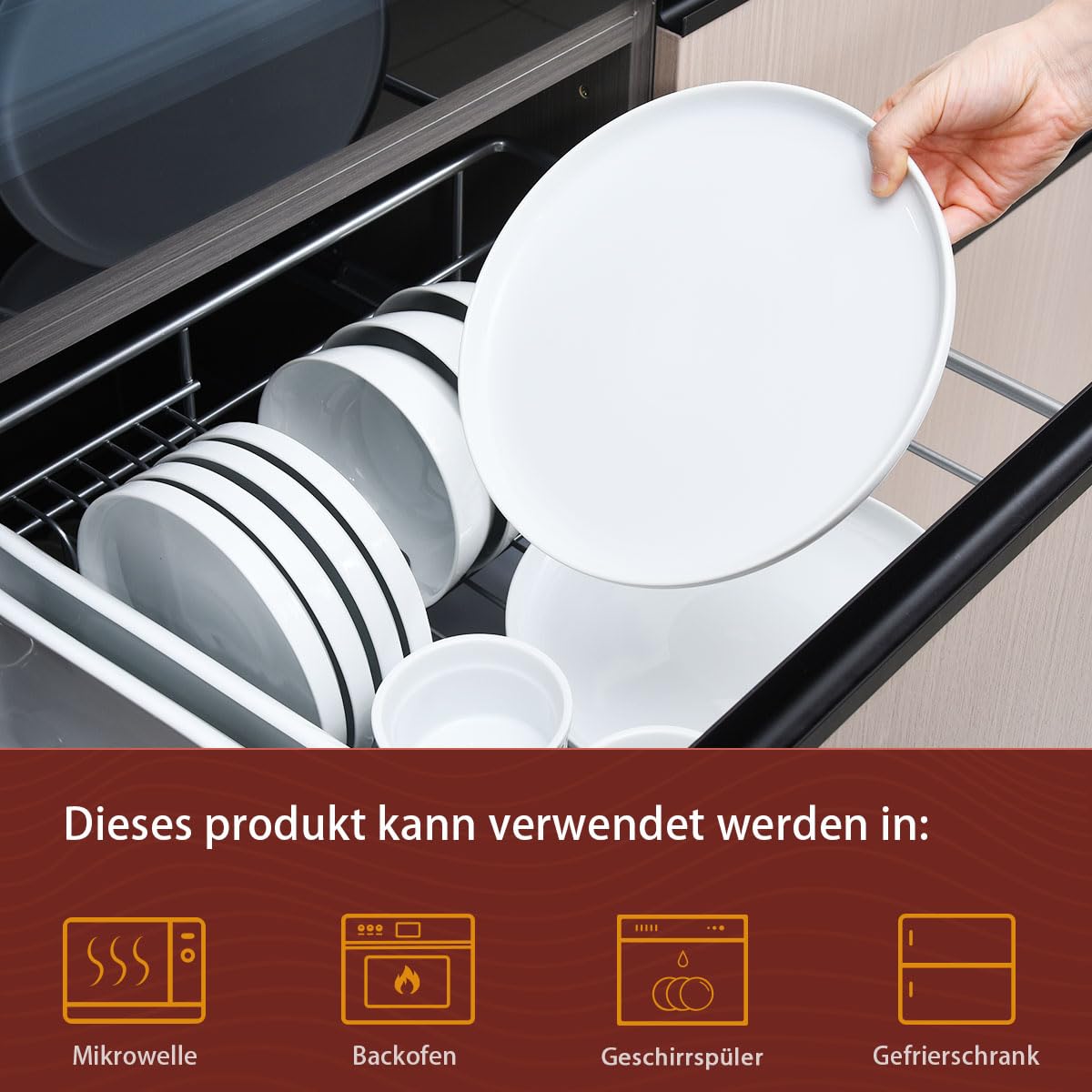 WishDeco Set di 4 Piatti Piani, Piatti Pizza Ceramica 27 cm, Piatto Moderni Bianchi, Piatto da Portata Grande, Servizio Plate Rotondi per Insalata, Pasta, Bistecca, Panino