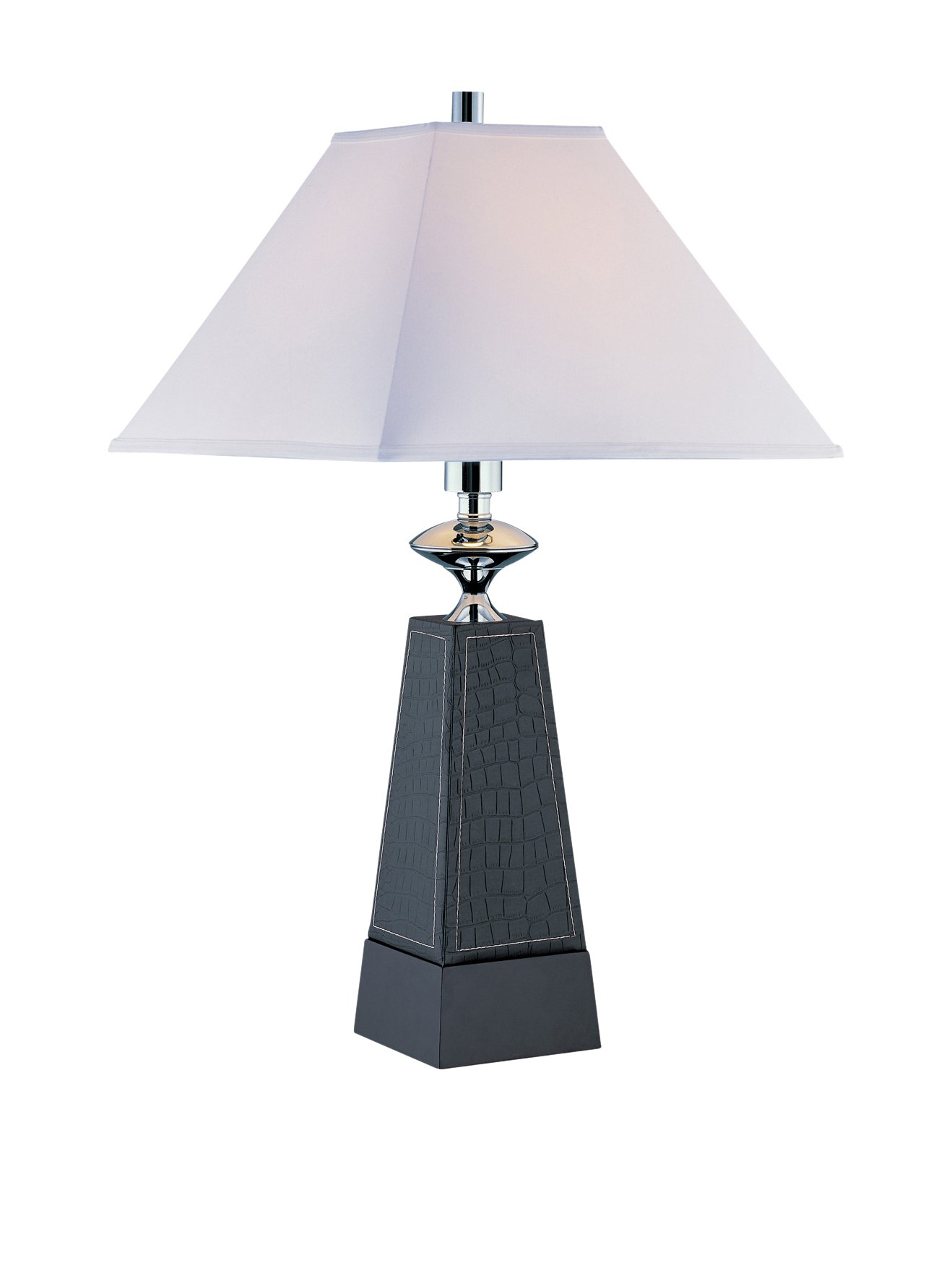 Lite Source LS-21575 Table Lamp with White Fabric Shades, Charcoal and Black Finish
