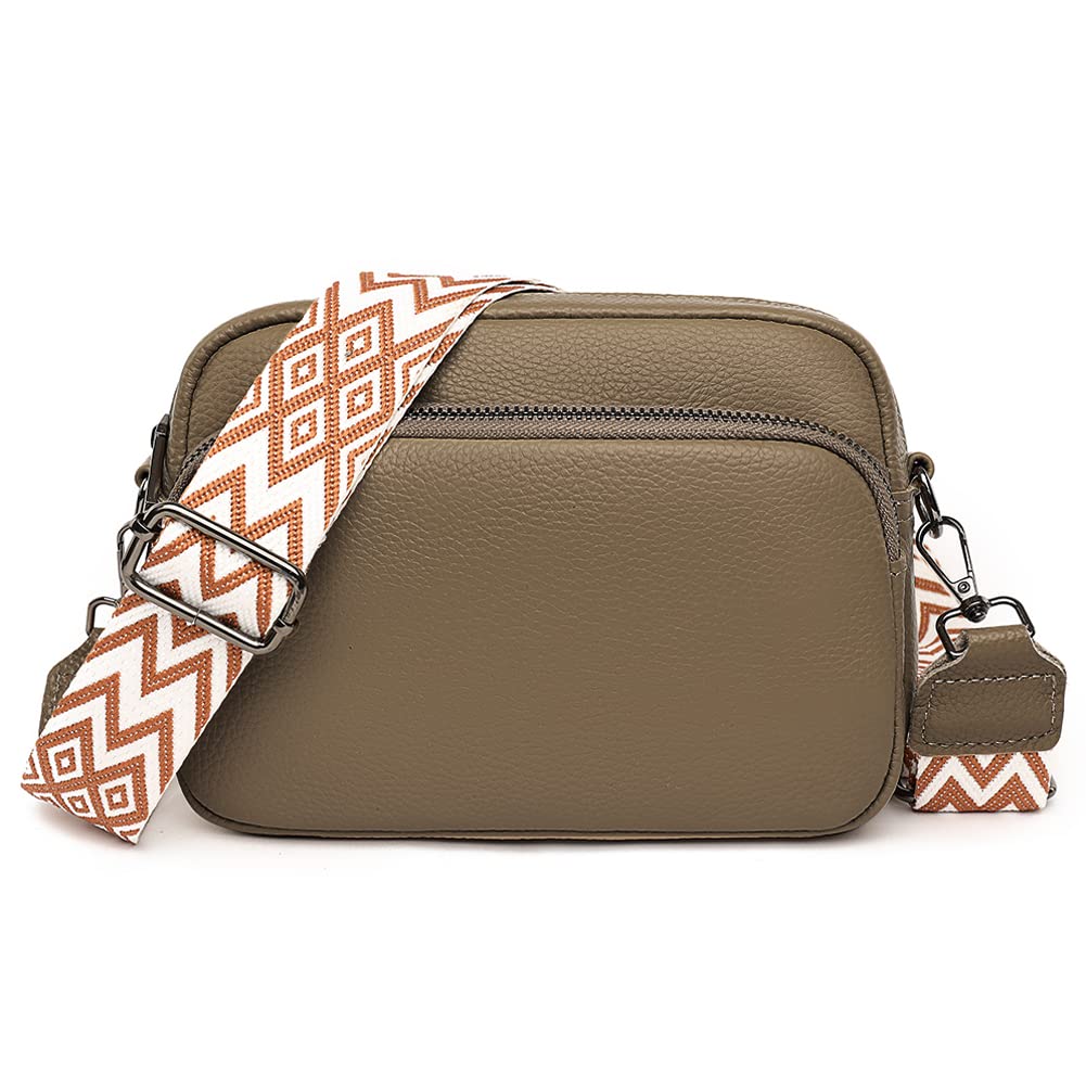 DKIIL NOIYB Crossbody Bags for Women, Genuine Leather Cross Body Bag Women with Adjustable Wide Strap Multiple Pockets Handbags & Shoulder Bags