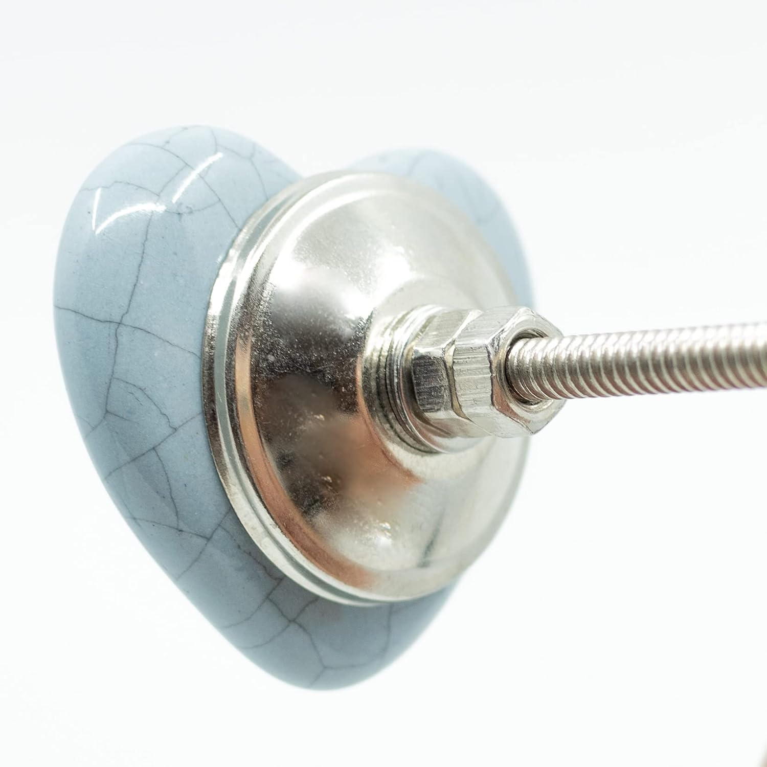 ETHNICITI Pack of 6 Heart Grey Crackle 40mm Ceramic Door Knobs Vintage Shabby Chic - Image 5