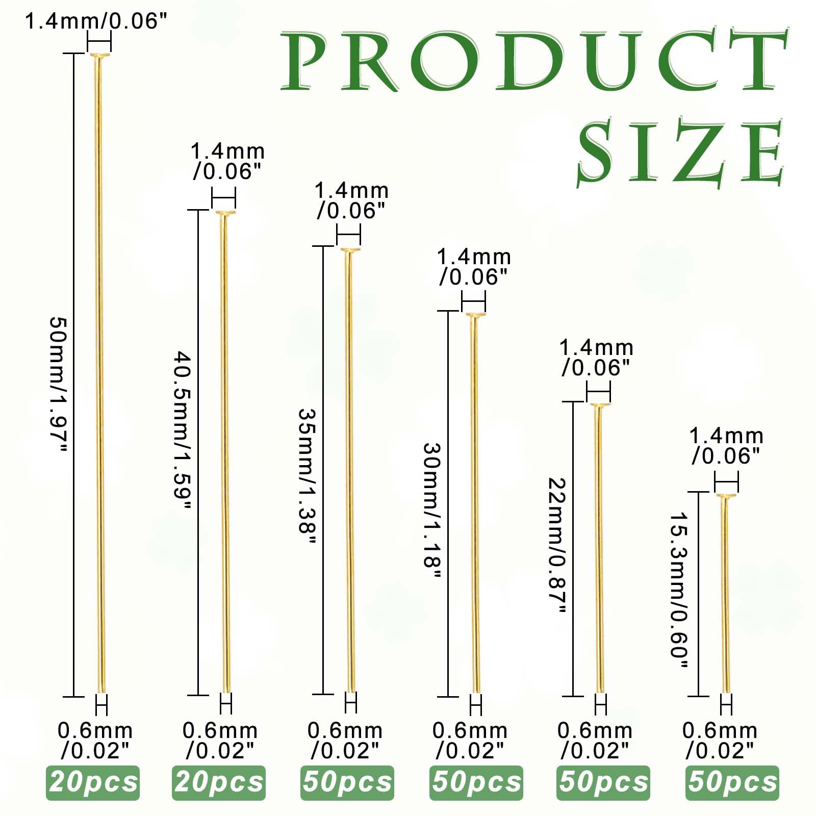 Spilli Per Gioielli 200 Pezzi - Perni A Sfera 50mm In Acciaio Inox E Oro - Foto 12