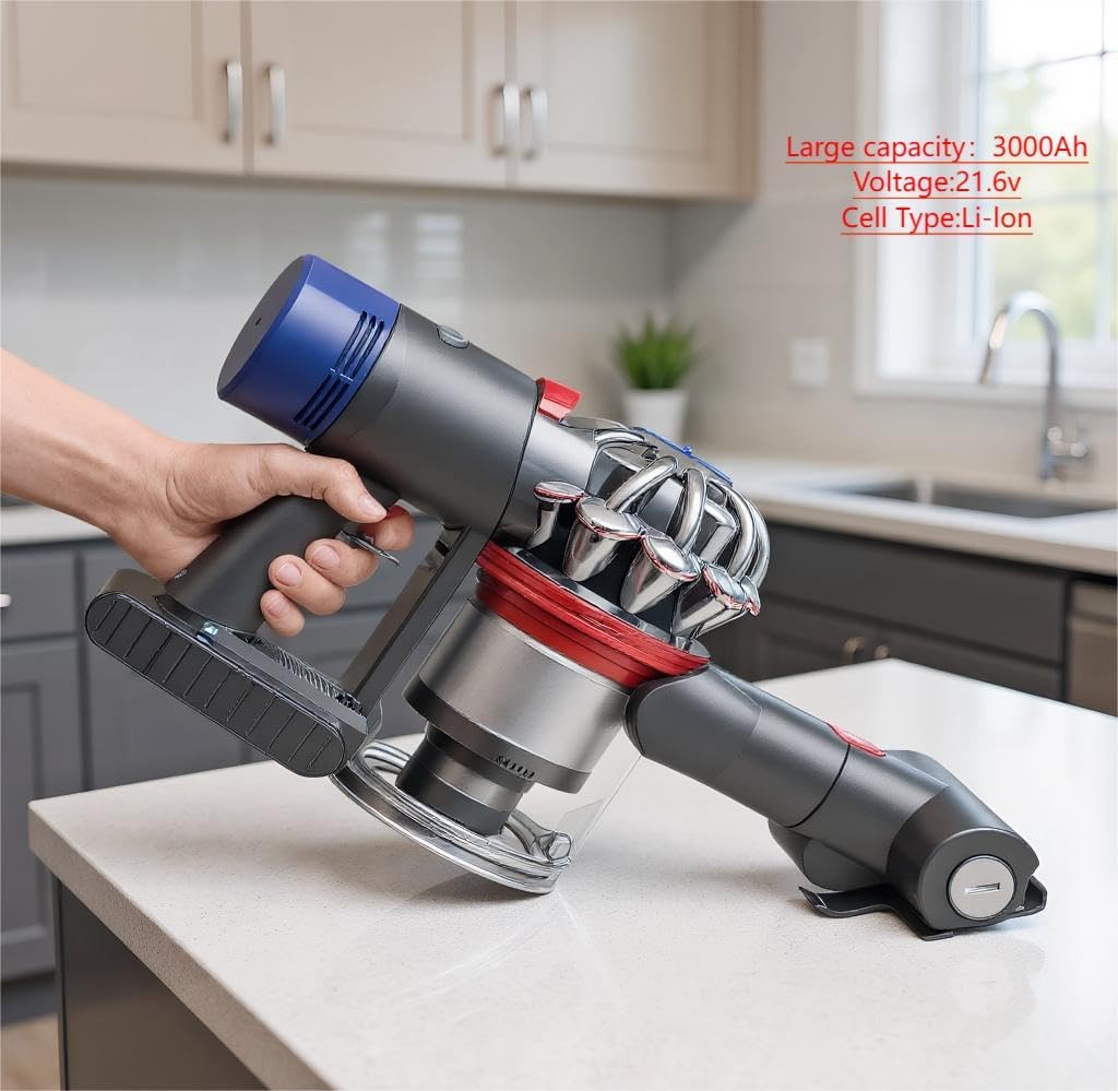 Upgraded Dysn V8 21.6V 3.0Ah Battery Replacement for V8 SV10 Battery Compatible with Stick Vacuum V8 Animal Absolute Fluffy Carbon Fiber Cordless Vacuum Cleaner