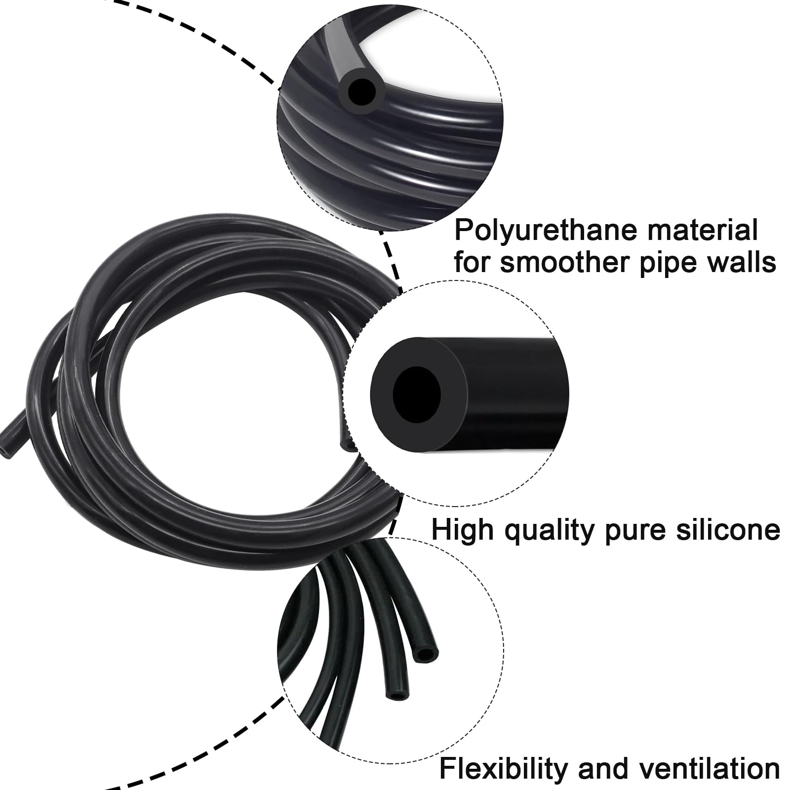 Tuyau En Silicone Durite De Depression Tuyau à Vide En Silicone 5 m DiamèTre IntéRieur 3 mm Bleu Convient à Toutes Les Pompes à Air, ManomèTres, Raccords à Vide De Turbine (noir 4mm)