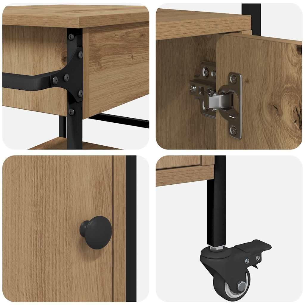 vidaXL Carro de Cocina Roble Artisan 56 x 43 x 89,5 cm | Un acabado suave que le da un toque de elegancia, Ideal para servir comida o guardar cosas,