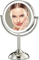 VESAUR 8.5" Professional Lighted Makeup Mirror: 1X/10X HD Magnification, 90 LEDs, 3 Color Dimmable Lights, 360° Swivel, Pearl Nickel Finish