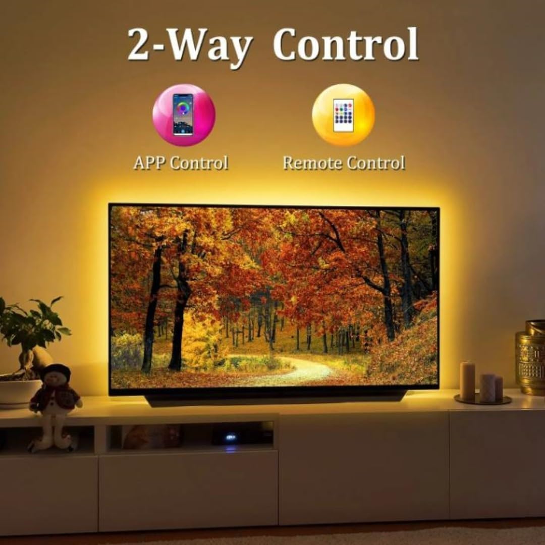 Retroilluminazione TV A LED, Striscia Luminosa A LED per Televisione, Retroilluminazione A LED TV da 6 M USB per TV, Retroilluminazione TV con Controllo App, Music SY con Microfono, Strisc, 1m