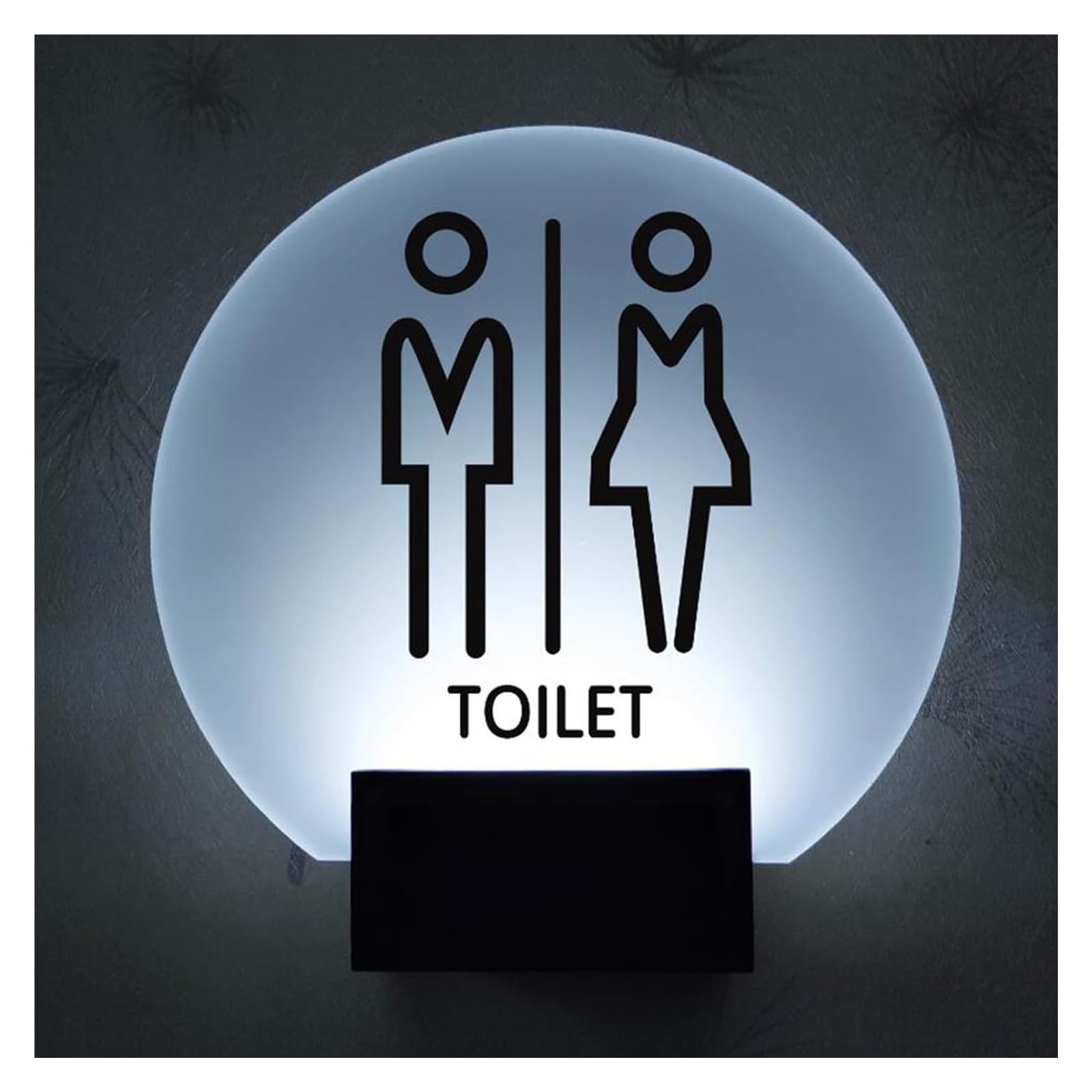 Panneau de toilettes LED rond de 8 pouces pour signalisation murale homme femme