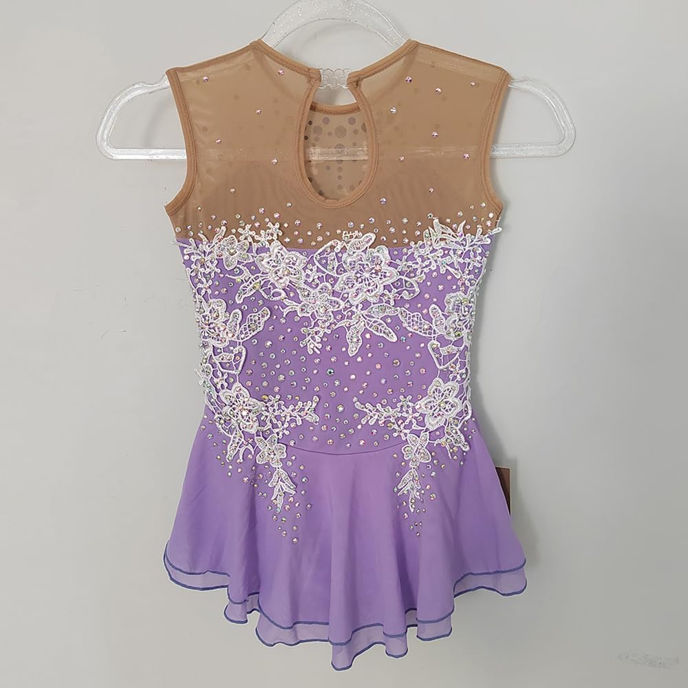 LIUHUO Figure Skating Dress Purple Sleeveless Gauze Competition Performance Clothing