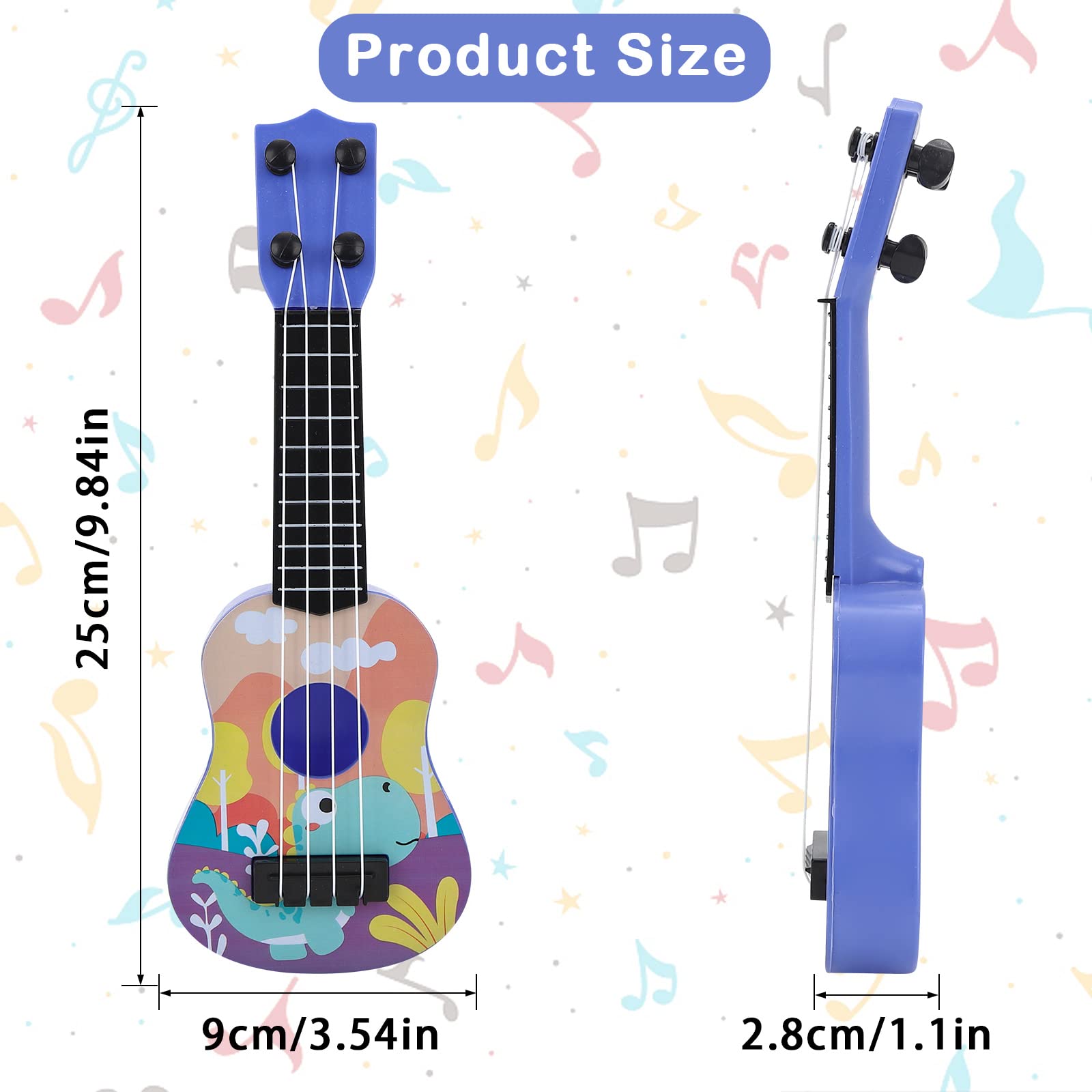Satiskid 10 inches Kids Ukulele Guitar Toy, Simulation Mini Ukulele with 4 Adjustable Strings - Image 2