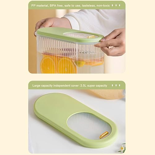 Miniatura 7 de Dispensador de plástico con colador, dispensador de bebidas de gran capacidad de 3.5 litros, dispensador de jarra de agua duradero, refrigerador,