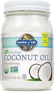 Garden of Life Organic Extra Virgin Coconut Oil - Unrefined Cold Pressed Coconut Oil for Hair, Skin and Cooking, 16 Ounce