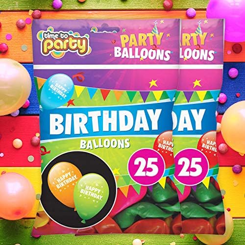 jaunty partyware 50pk Happy Birthday Balloons 9" | Party Balloons Pack Boys Girls | Latex Balloons | Multicoloured Birthday Balloon | Birthday Baloons for Party | Balloons for Birthday | Ballons