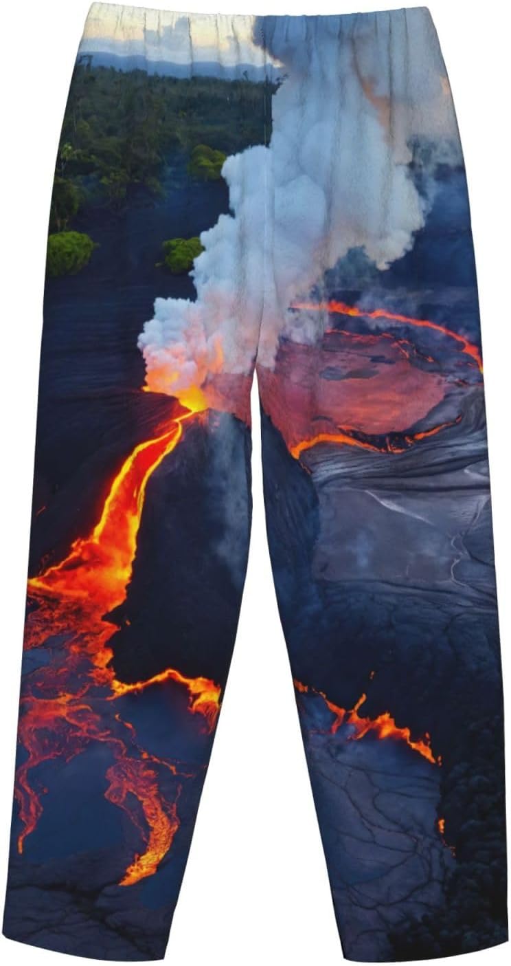 Kilauea Volcanos Print Fashion Cozy Womens Flannel Pajama Pants,Perfect For Christmas And Everyday Wear