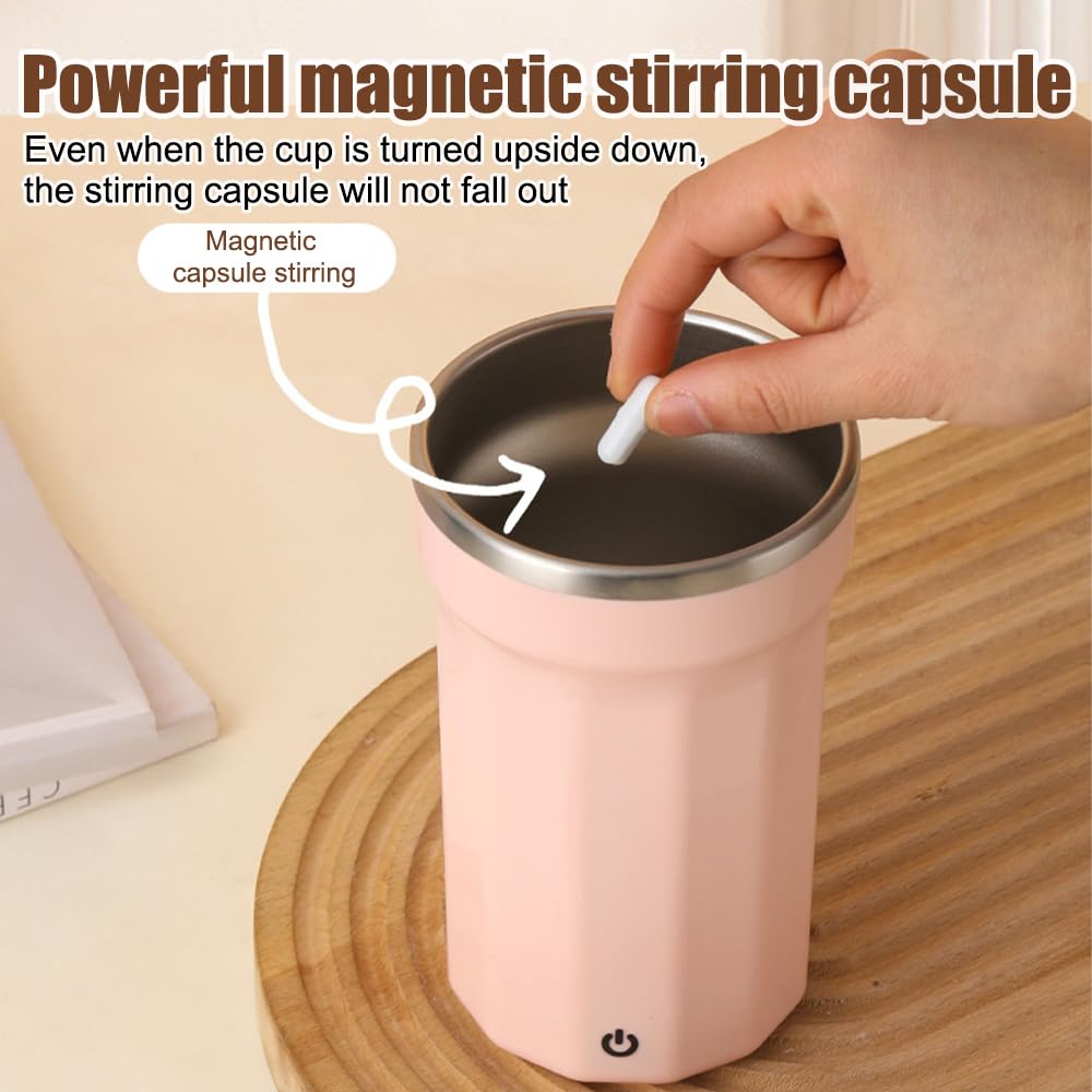 Tazza Automescolante, Tazza Automatica con Agitazione, Tazza da Caffè Magnetica da 380 ml con Display della Temperatura e Coperchio, Tazza Automatica Ricaricabile per Mescolare Latte, Cioccolata Calda