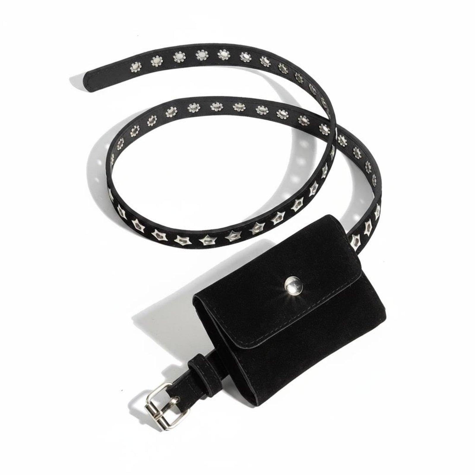 Belt Bag Retro Style Belt Pouch Decorative Fanny Pack for Women, Travel, Shopping Black-image-26