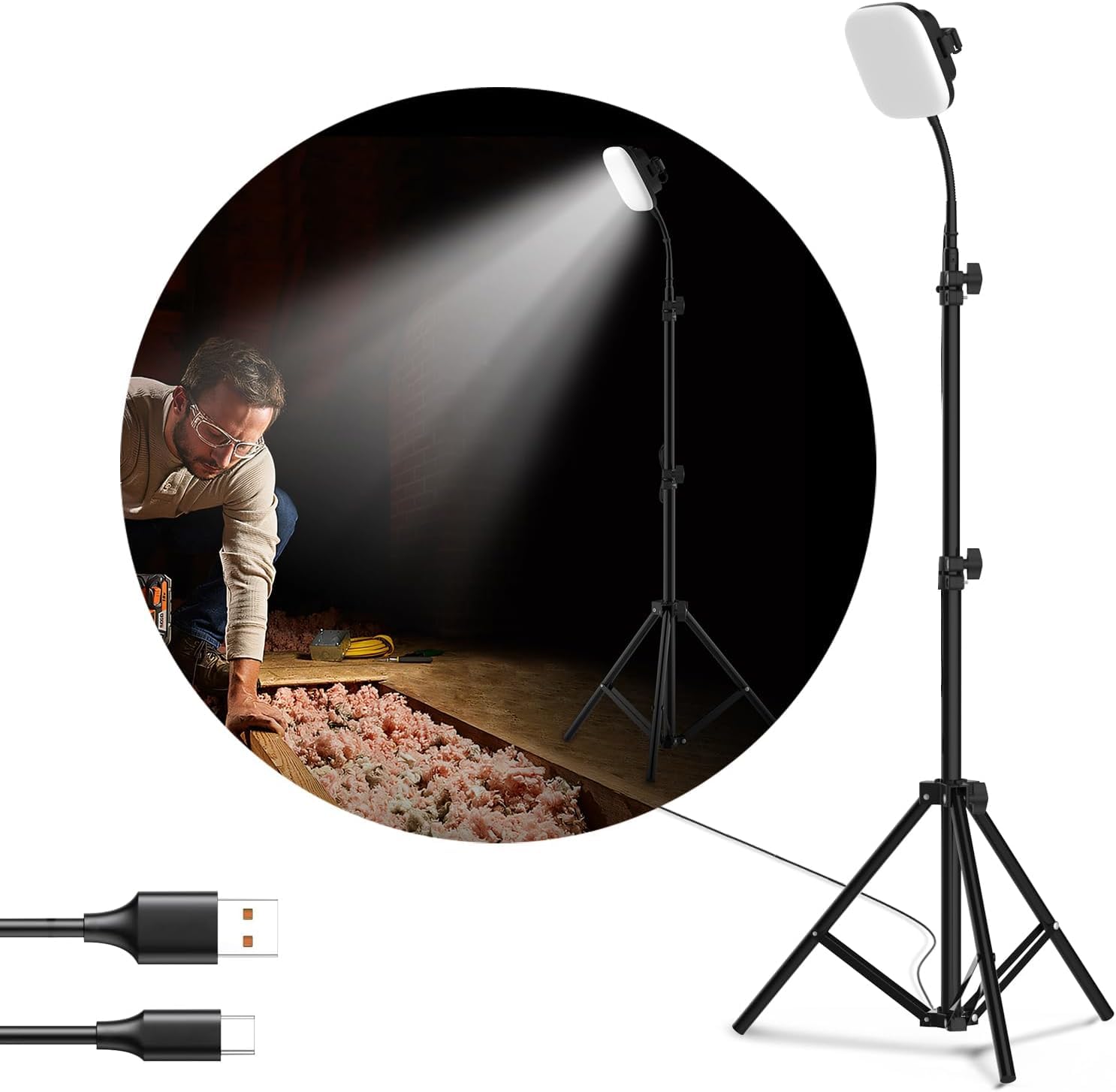 10000mAH Rechargeable Camping Light with Tripod Stand, Remote Control Magnetic LED Work Lights ,700/1200/2500 Lumes,4 Light Modes,Outdoor Work Light for Barbecue,Car Repair and Hiking, S1-PRO