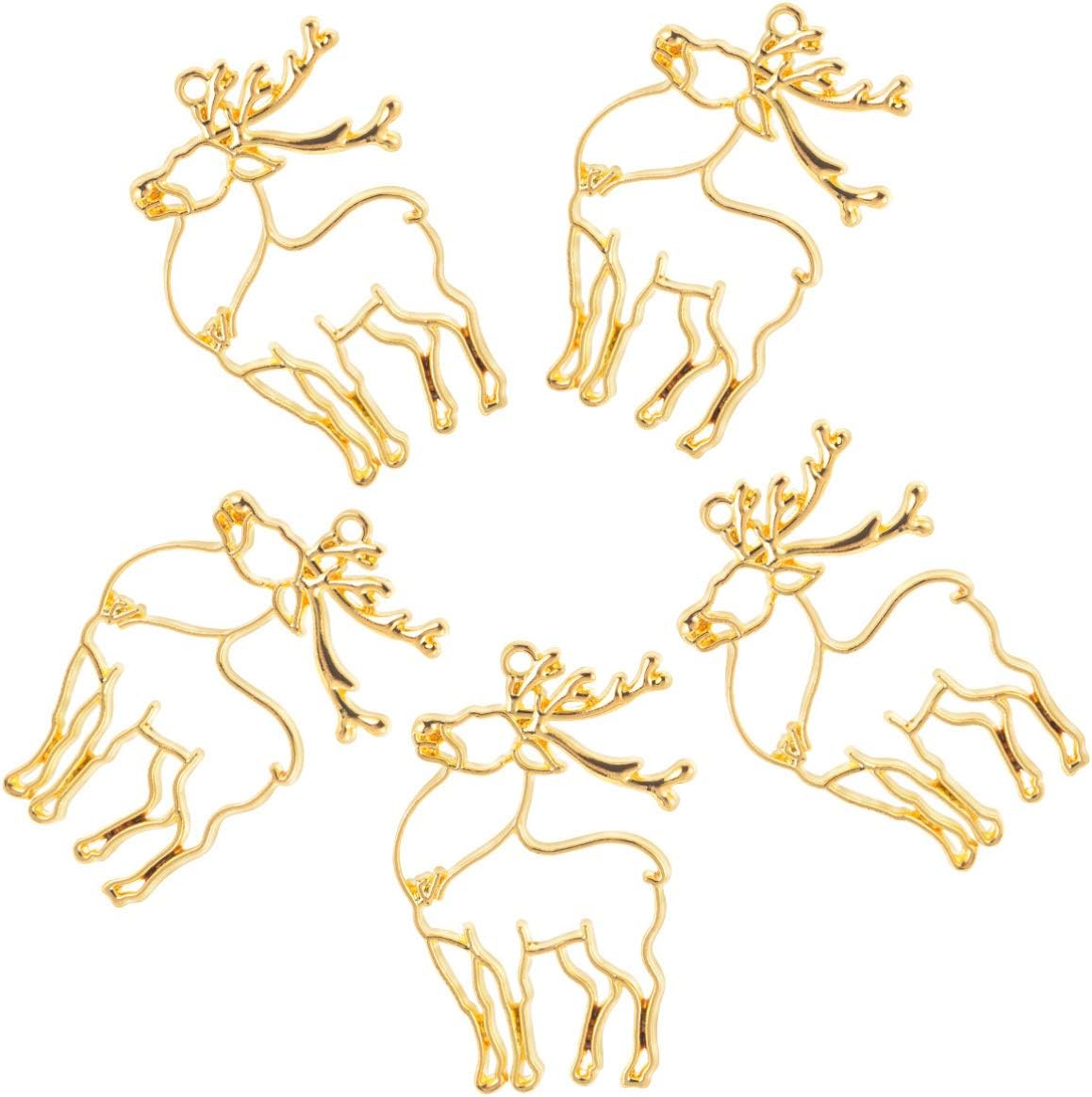 EXCEART 10pcs Epoxy Frame Gold Christmas Pendants Snowman Alloy Pendant Christmas Theme Open Bezel Pendants Christmas Reindeer Charms Earrings Diy Preserve Color Zinc Alloy Christmas Tree