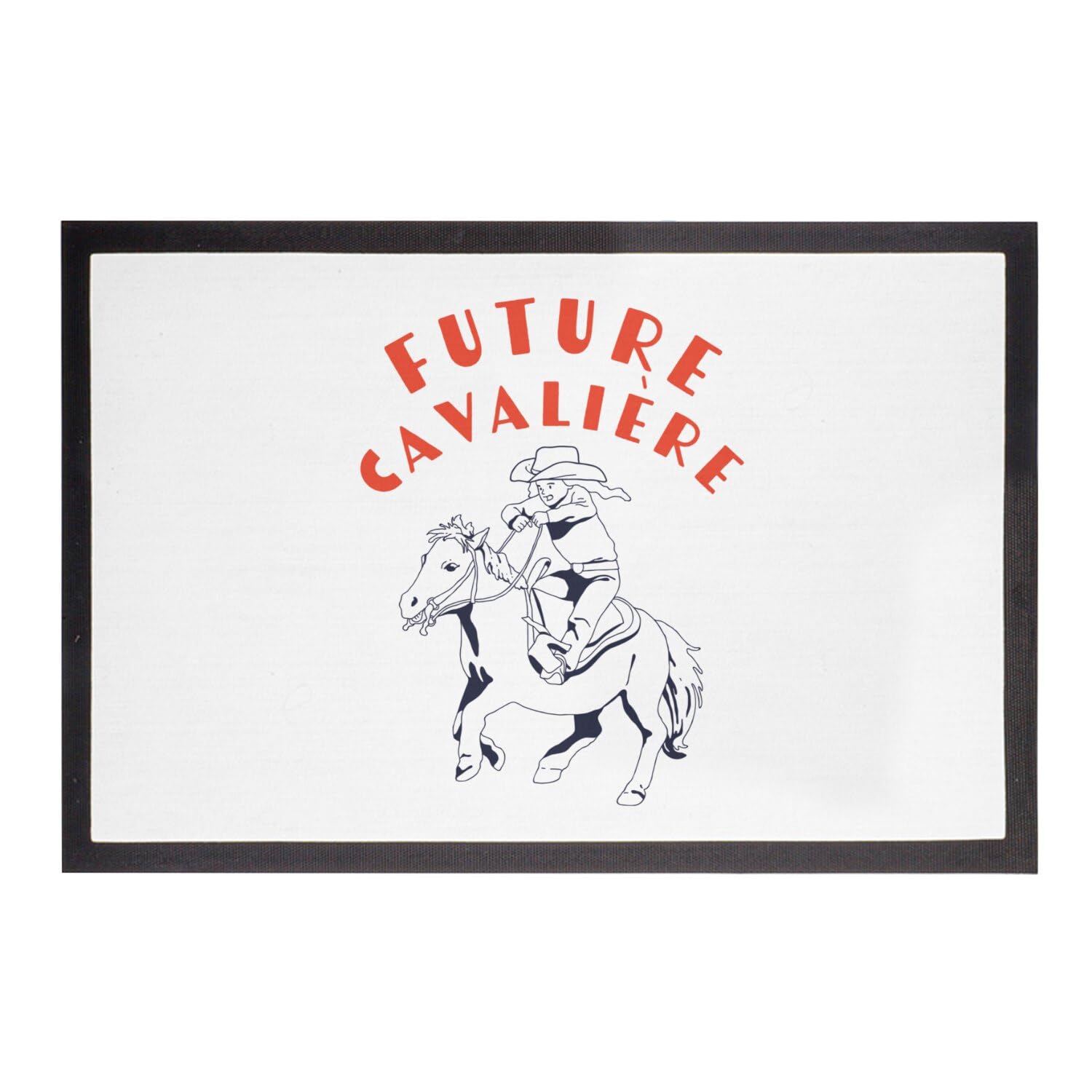 Paillasson Blanc Future Cavalière tapis entrée equitation cheval sport 75x50cm