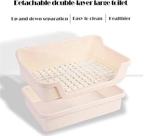 Miniatura 6 de kathson Caja de arena extra grande para conejo, entrenador de conejo, inodoro de animales pequeños, caja de arena para conejillos de indias adultos,