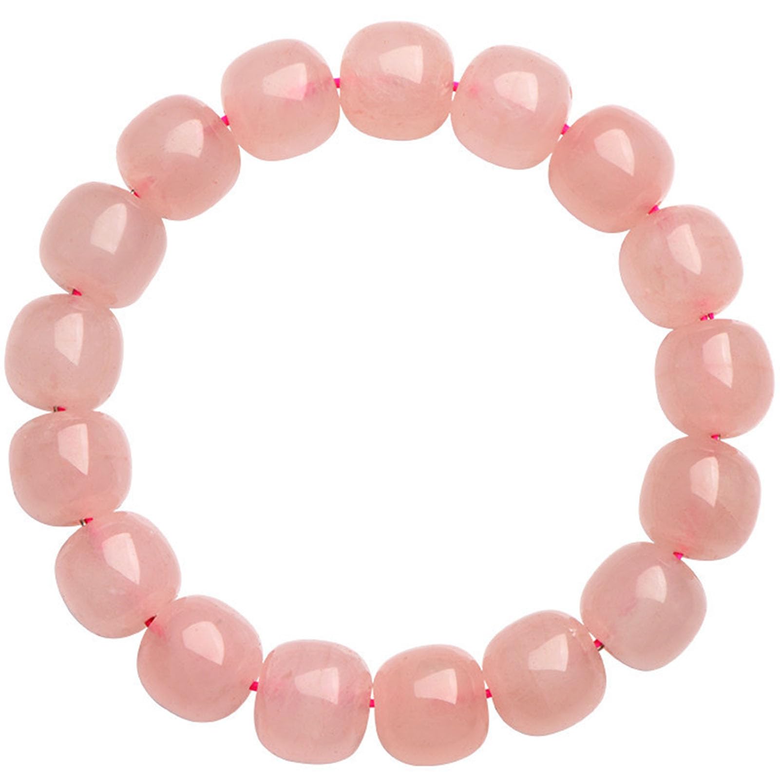 Braccialetti Naturali Bracciale in Quarzo Rosa, Bracciale Elastico Fatto a Mano con Pietre preziose Rosa Naturali per l'energia positiva dell'amore, Meditazione Yoga Unisex,10 * 12mm