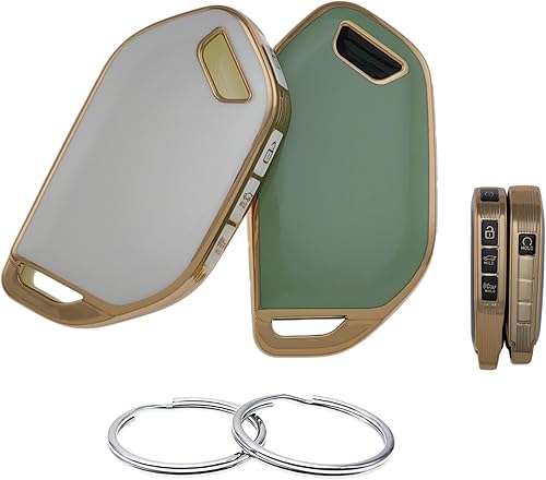 Miniatura 1 de REPROTECTING Funda de poliuretano termoplástico TPU compatible con Kia Telluride 2023 2024 (blancoverde, 5 botones)