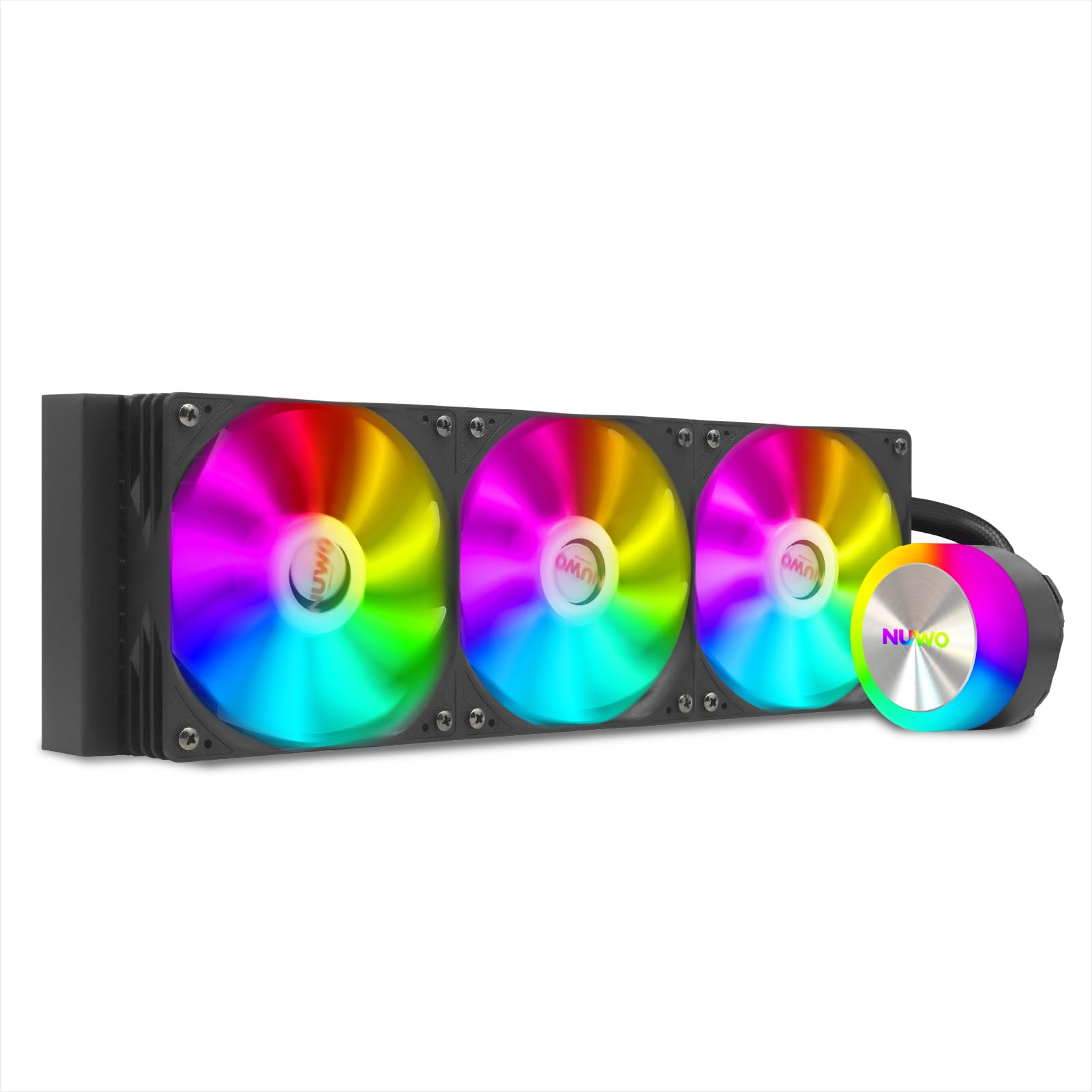Nuwo Celsius Dissipatore Liquido CPU AIO 360mm ARGB | Raffreddamento a Liquido con 3 Ventole PWM | Pompa 3000RPM | Compatibile Intel LGA 1851/1700/1200/115X e AMD AM5/AM4