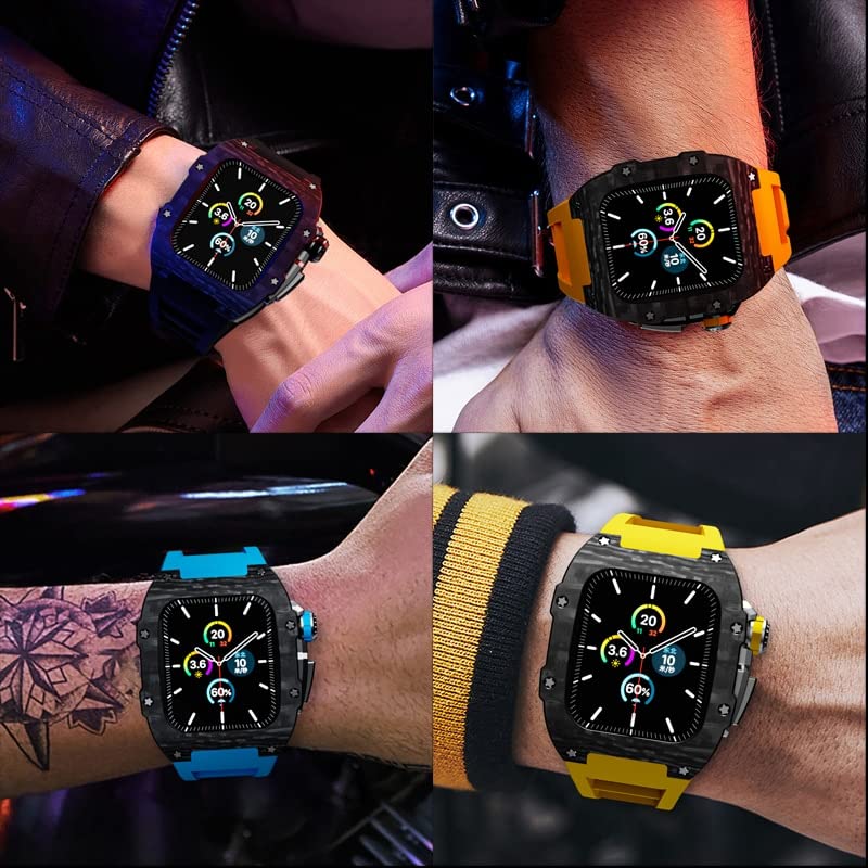 Kit modification Apple Watch Series 8 45mm bracelet caoutchouc et métal