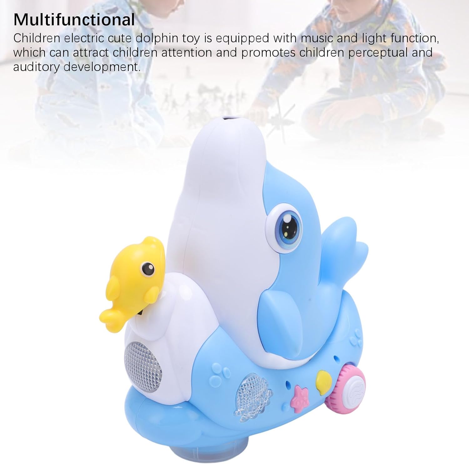 Electric Dolphin Toy, Levitation Blowing Ball Design with Music and Light, Sensory Floating Ball Educational Toy with 2 Floating Balls for Toddlers and Children Ages 3-5