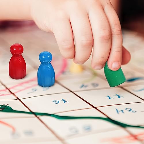 Miniatura 7 de Toddmomy 50 piezas de madera para juegos de mesa, piezas de ajedrez de madera, peones de juego de mesa con 2 dados de juego de 6 caras para juegos