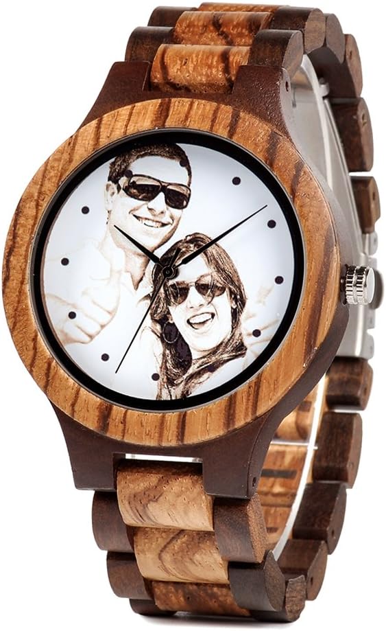 BOBO BIRD Mens Personalized Engraved Wooden Watches Quartz Casual Wristwatches for Men Family Friends Customized Gift