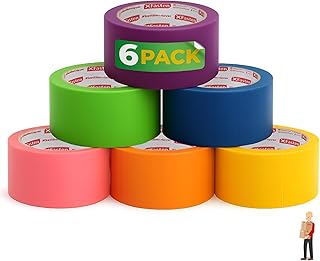 XFasten Rainbow Colored Duct Tape Heavy Duty 6-Pack 15 Yards x 2 Inch, Colored Duct Tape Variety Pack Bulk, Waterproof, Vibrant Colors, Easy Tear, Writable, Clean Removal for Crafts, Labeling, Packing