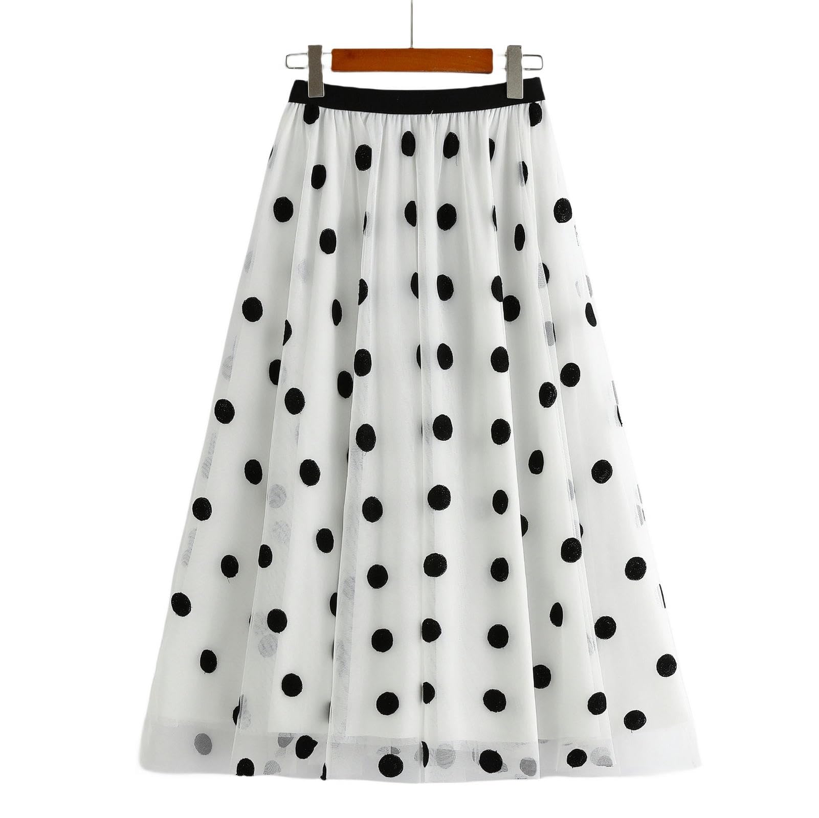GAGALUTulle Skirts Women's Mesh Long Skirt Polka Dot Embroidered Skirt