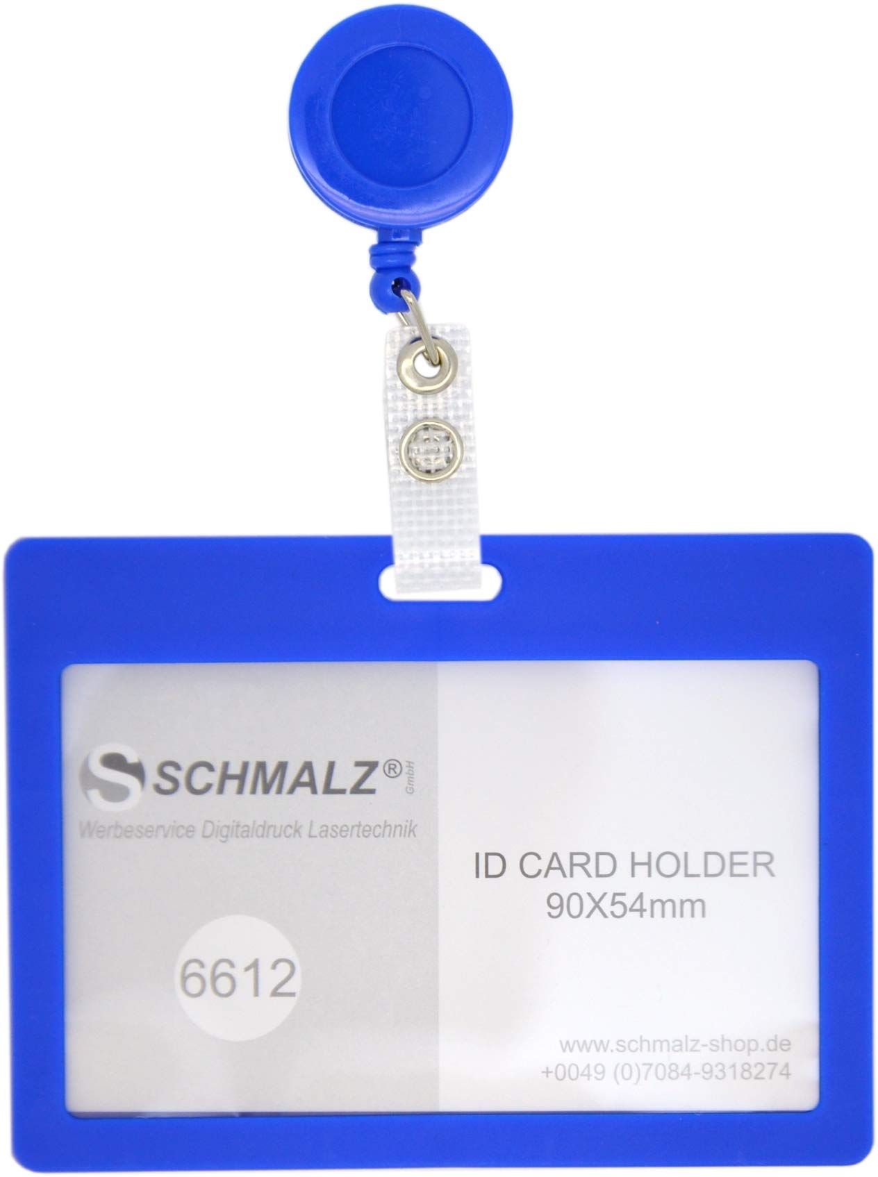 50 STÜCK Schmalz® KARTENHALTER TULLA MIT AUSWEISJOJO SOLID ID Badge Holder Skipasshalter, Querformat Skipassjojo Gürtelclip (blau)