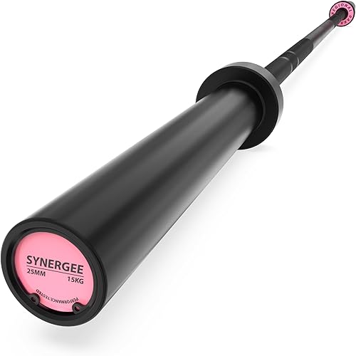 Synergee Regional Olympic 20kg Mens and 15kg Womens Hard Chrome & Black Phosphate Barbells. Rated 1500lbs for Weightlifting and Powerlifting.