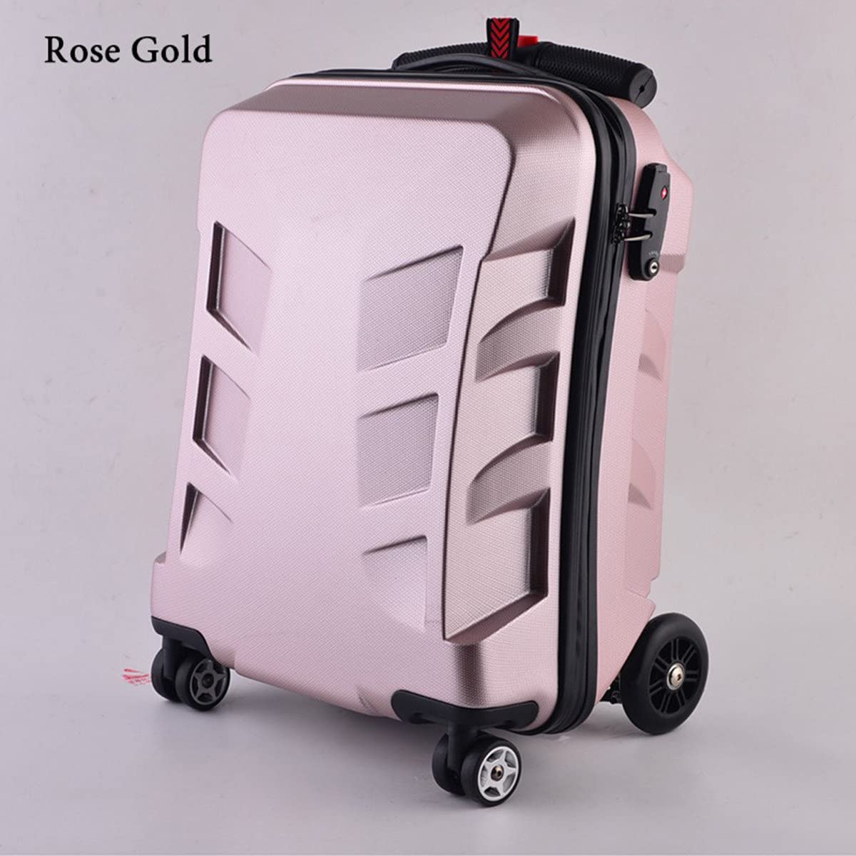 Valigia da equitazione con scooter, trolley da 53,3 cm, capacità di carico 120 kg, sterzo a 120°, serratura TSA, ideale per viaggi di adolescenti e adulti, rosa