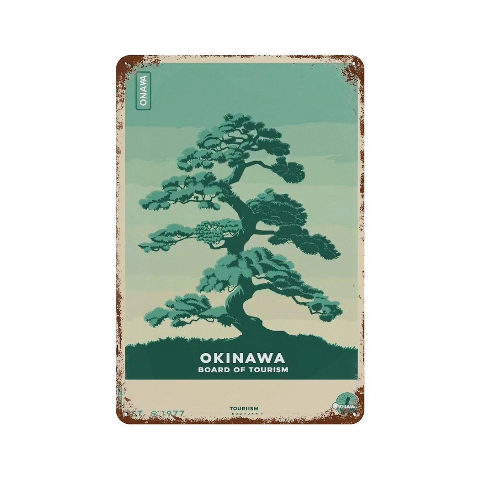FHUYEURHRY Okinawa-Vintage-Travel_01 Wall Decor Retro Iron Vintage Art Metal Tin Sign Poster Modern Home Cofffee Club Art Bar Shop Decorations Style 30x20cm